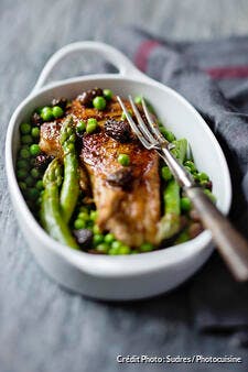 Côte de veau aux légumes de printemps